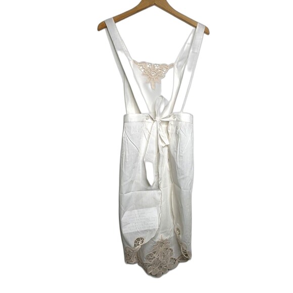 Dutch Novelties Embroidered Roses Lace Cream Apron Pockets New Vintage Condition - Picture 2 of 12